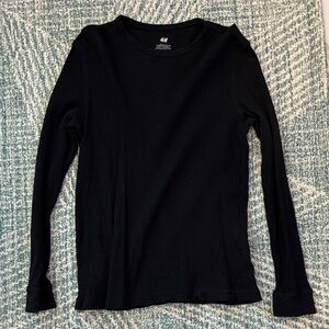 H&M Jet Black Ribbed Long Sleeve Shirt